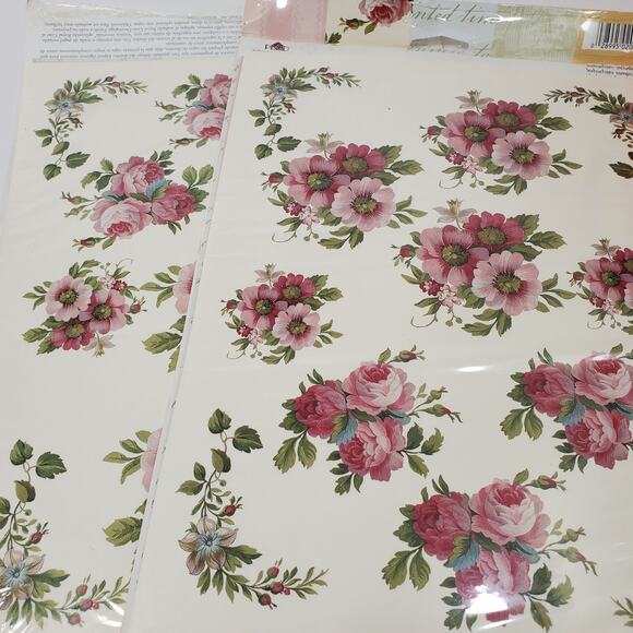 Plaid Company Decoupage Sheet Papers  CABBAGE ROSES New in Pkg 2003 Lot of 2 - Picture 6 of 7